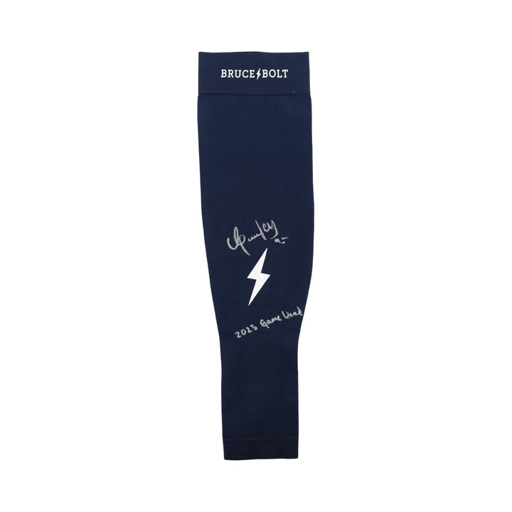 Oswaldo Cabrera New York Yankees Autographed Inscribed Bruce Bolt Navy 2025 Game Used Arm Sleeve (CX Auth)