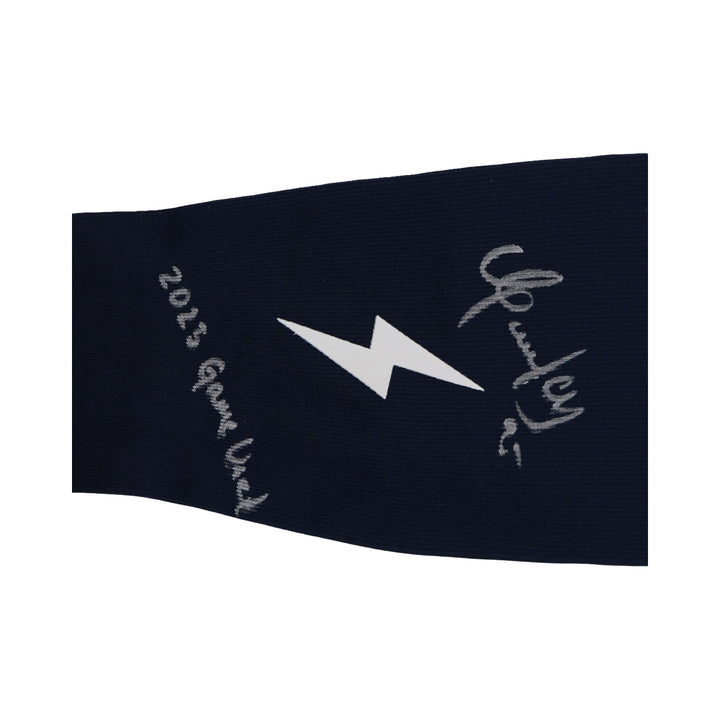 Oswaldo Cabrera New York Yankees Autographed Inscribed Bruce Bolt Navy 2025 Game Used Arm Sleeve (CX Auth)