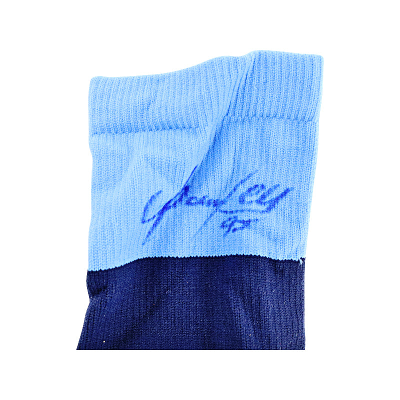 Oswaldo Cabrera New York Yankees Autographed and Inscribed "2023 Fathers Day" Pair of Game Used Fathers Day Blue Socks (Oswaldo Cabrera LOA)