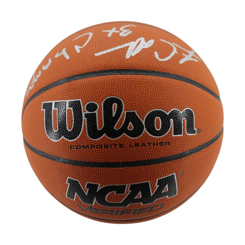 Jim Calhoun University of Connecticut Autographed Inscribed 3x Champs Wilson NCAA Basketball CX Auth