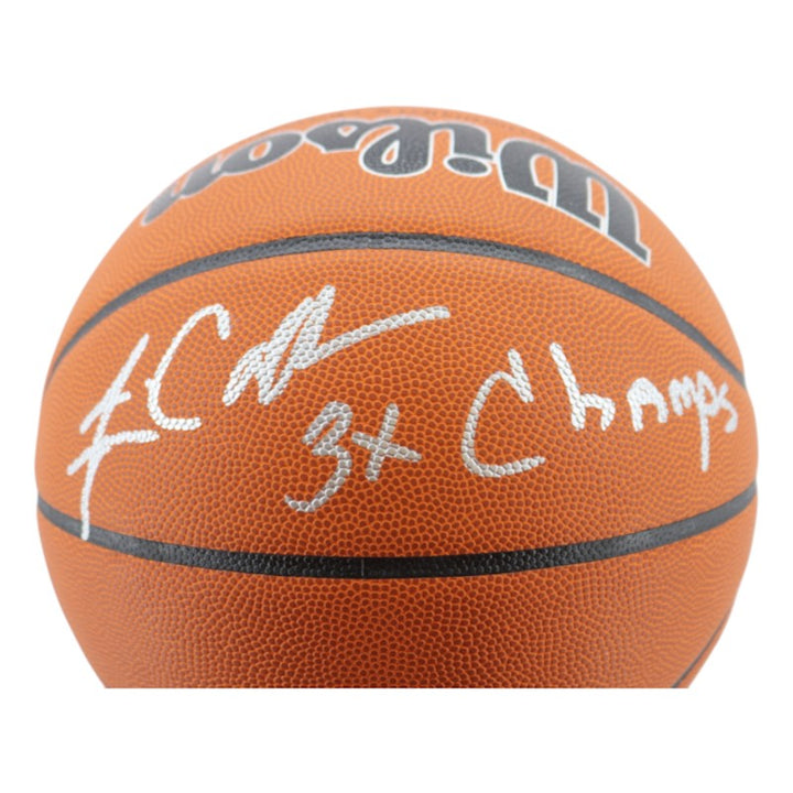 Jim Calhoun University of Connecticut Autographed Inscribed 3x Champs Wilson NCAA Basketball CX Auth