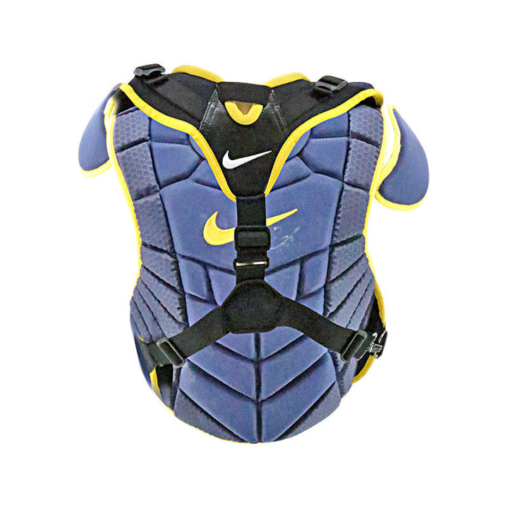 Victor Caratini Milwaukee Brewers Autographed Signed Postseason Game Used 10/1/23 Navy Chest Protector (MLB Auth)