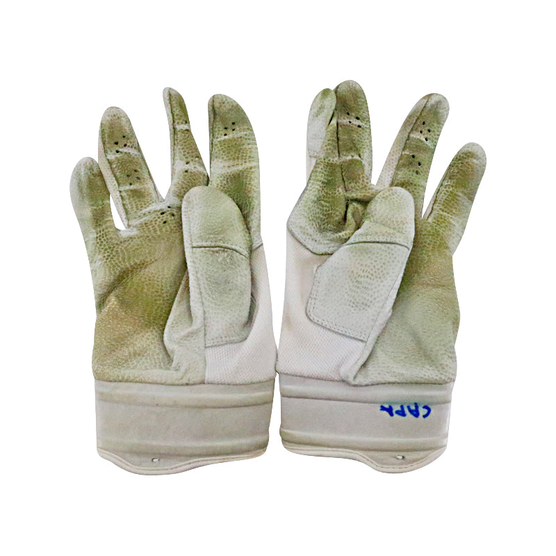 Victor Caratini Milwaukee Brewers Game Used Inscibed White Batting Gloves (A) (Caratini CX LOA)