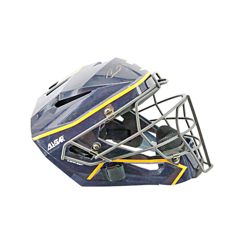 Victor Caratini Milwaukee Brewers Autographed Signed Game Used 9/27/23 Navy Catchers Helmet (MLB Auth)