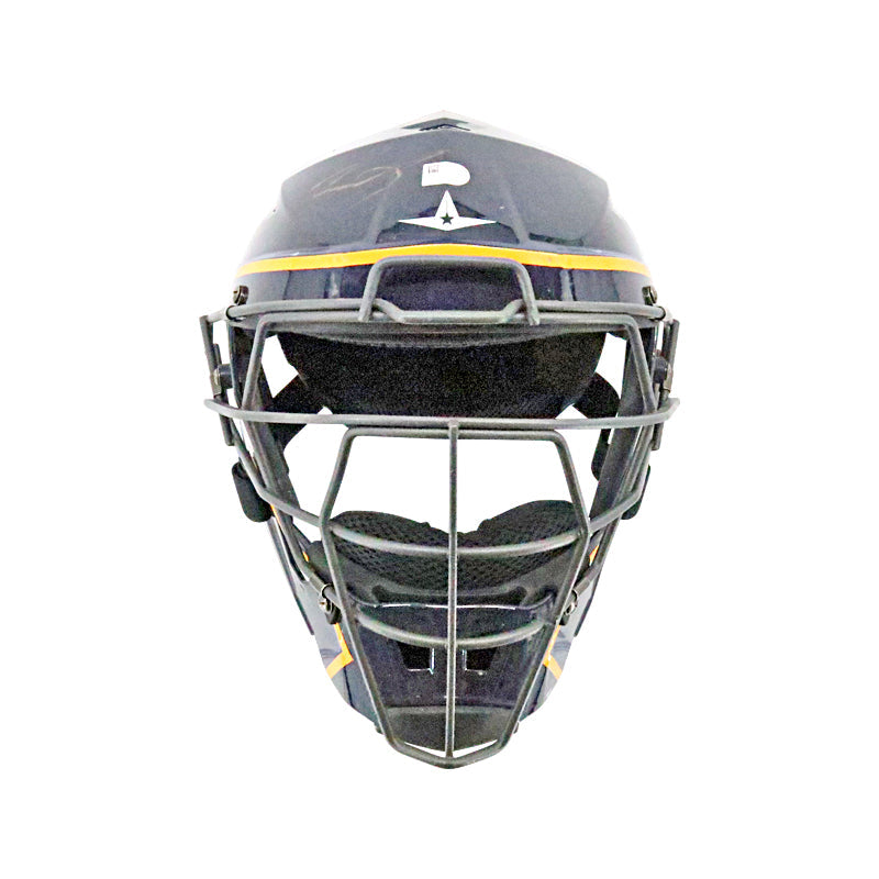 Victor Caratini Milwaukee Brewers Autographed Signed Game Used 9/27/23 Navy Catchers Helmet (MLB Auth)