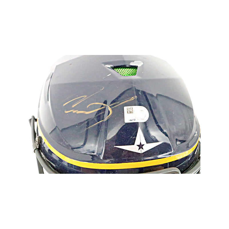 Victor Caratini Milwaukee Brewers Autographed Signed Game Used 9/27/23 Navy Catchers Helmet (MLB Auth)