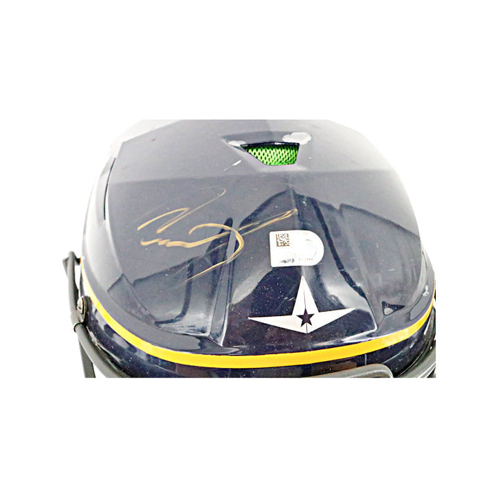 Victor Caratini Milwaukee Brewers Autographed Signed Game Used 9/27/23 Navy Catchers Helmet (MLB Auth)