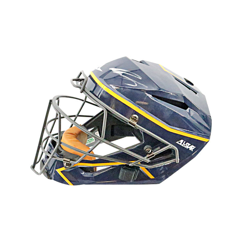 Victor Caratini Milwaukee Brewers Autographed Signed Postseason Game Used 10/1/23 Navy Catchers Helmet (MLB Auth)