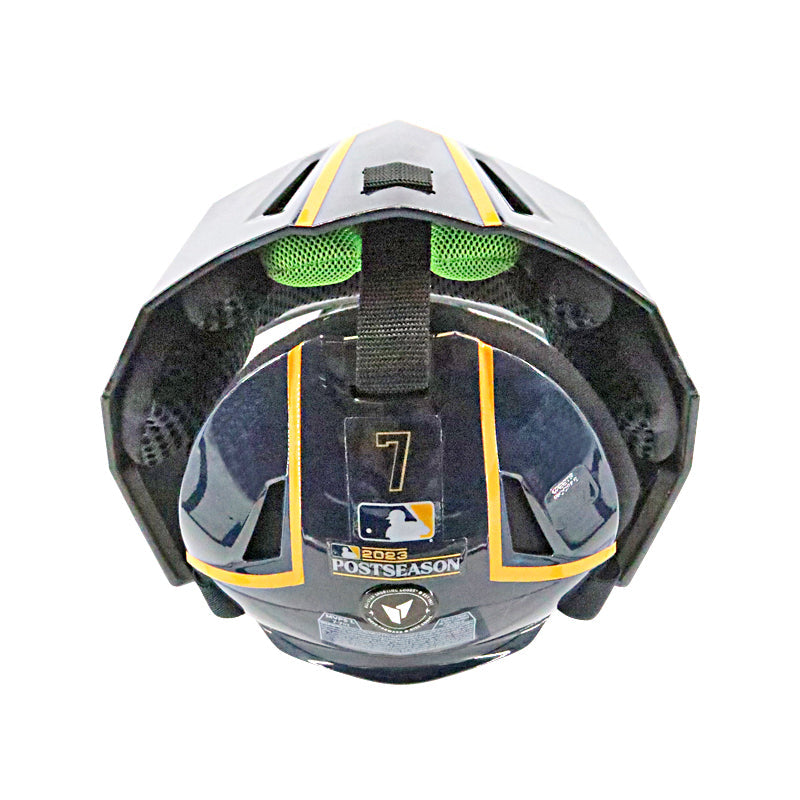 Victor Caratini Milwaukee Brewers Autographed Signed Postseason Game Used 10/1/23 Navy Catchers Helmet (MLB Auth)