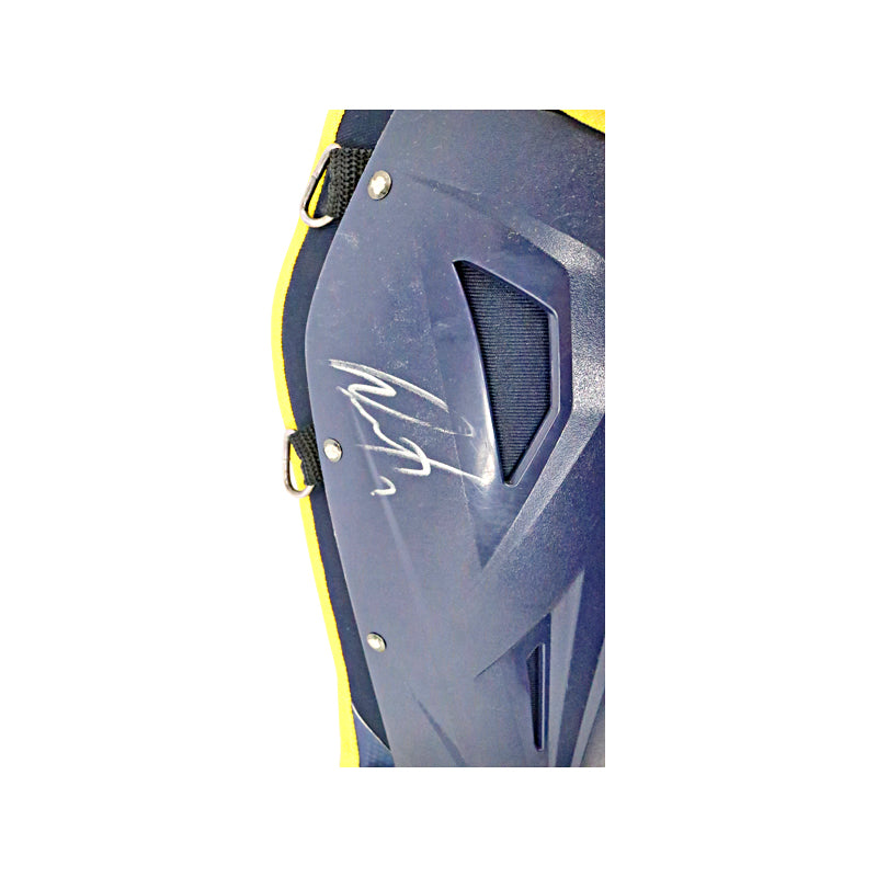Victor Caratini Milwaukee Brewers Autographed Signed Postseason Game Used 10/1/23 Navy Leg Guards (MLB Auth)