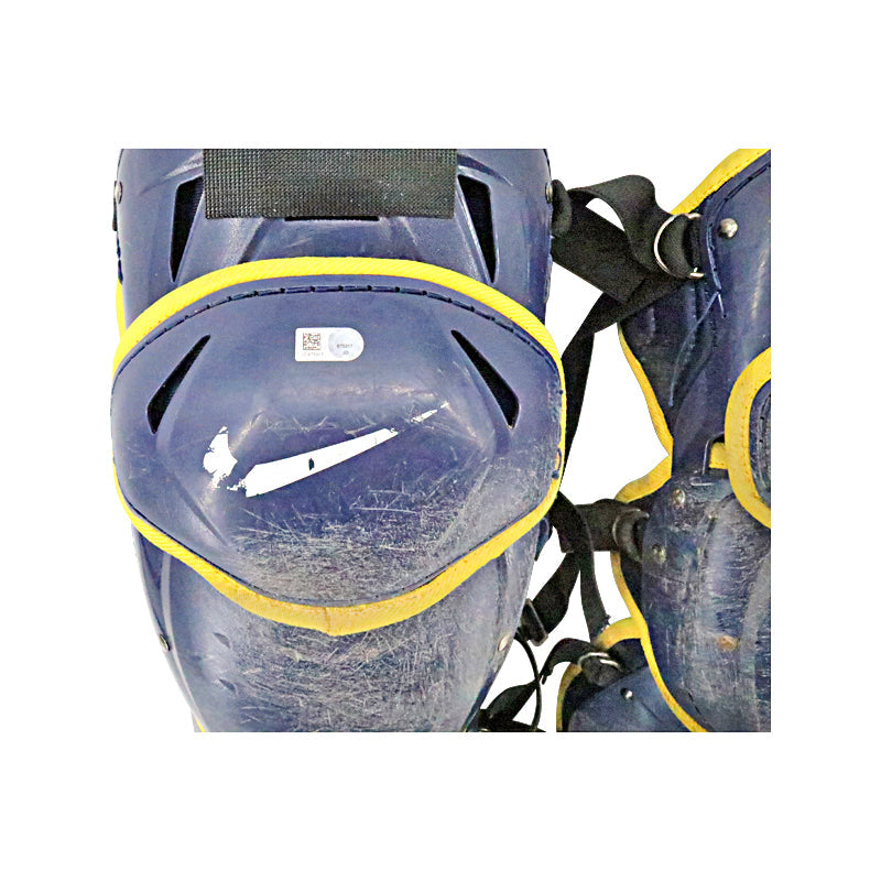 Victor Caratini Milwaukee Brewers Autographed Signed Postseason Game Used 10/1/23 Navy Leg Guards (MLB Auth)