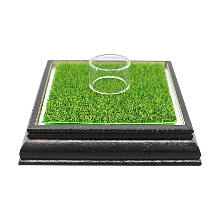 Glass Golf Ball Case with Wood Base and Putting Green Turf