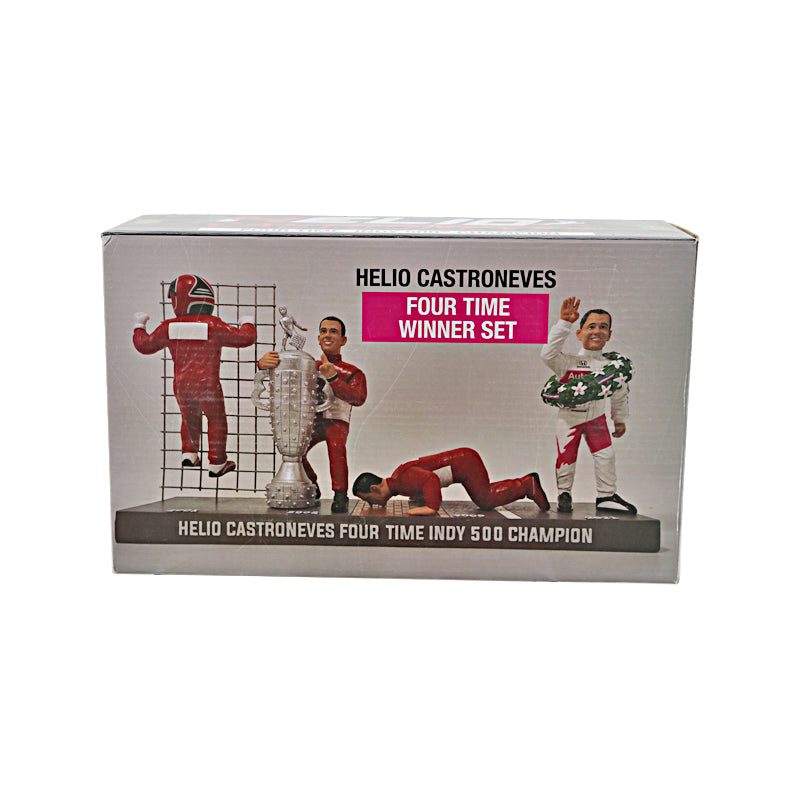 Helio Castroneves Autographed Signed 4X Indianapolis 500 Champion Figurine Set - L/E 118 of 2021 (Low Sports Holo)