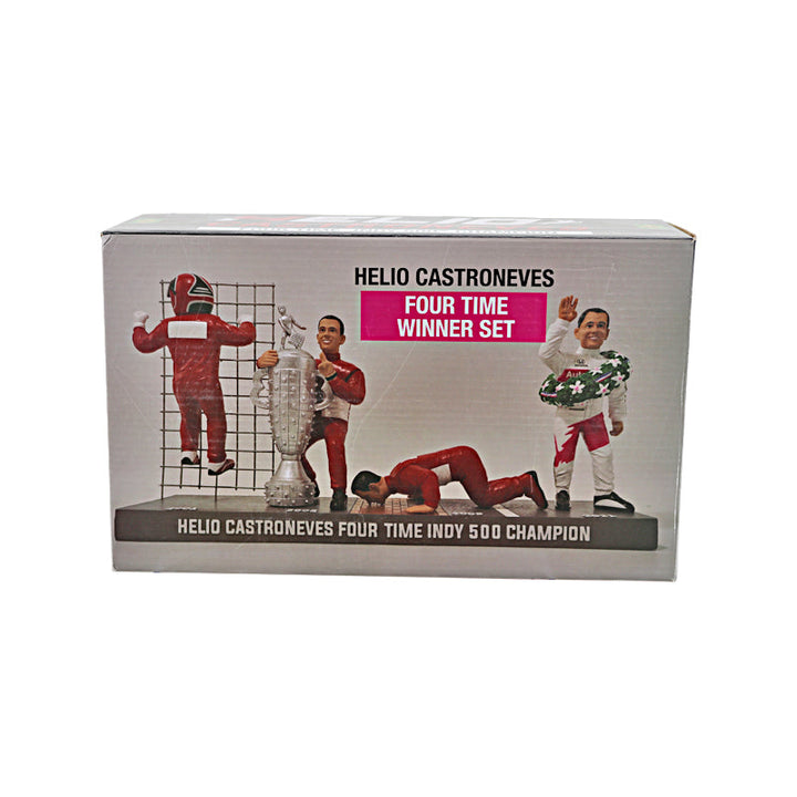 Helio Castroneves Autographed Signed 4X Indianapolis 500 Champion Figurine Set - L/E 118 of 2021 (Low Sports Holo)