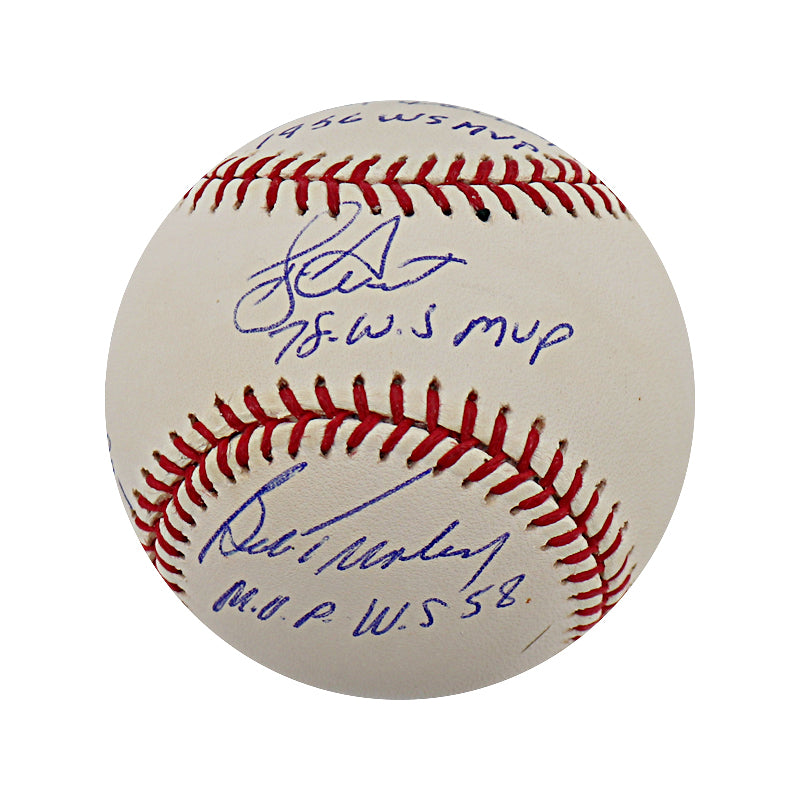 New York Yankees WS MVPs Dent, Turley, Richardson and Larsen Signed and Inscribed OMLB Ball (JSA)