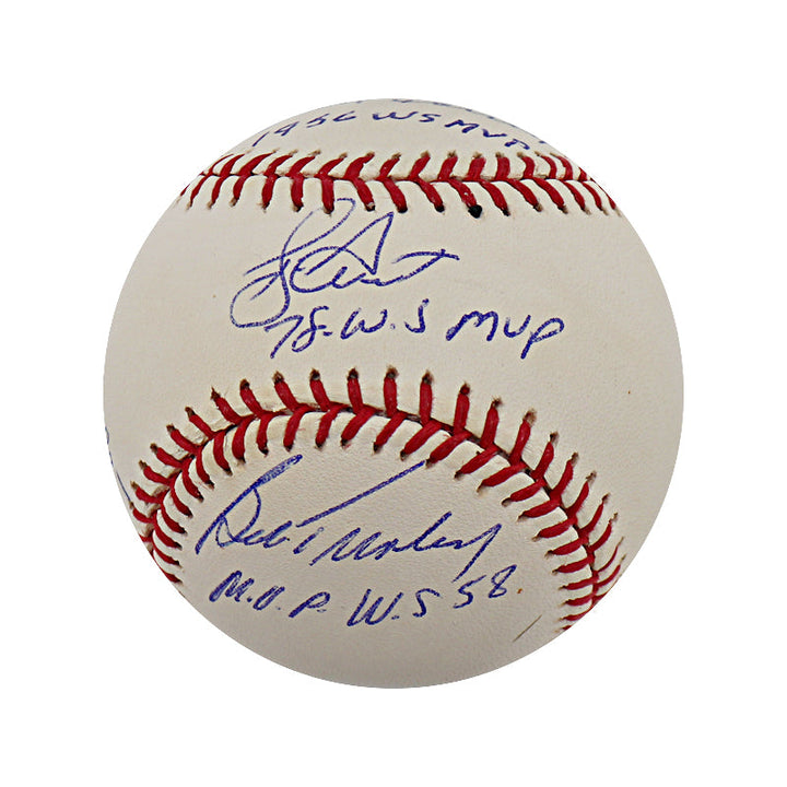 New York Yankees WS MVPs Dent, Turley, Richardson and Larsen Signed and Inscribed OMLB Ball (JSA)