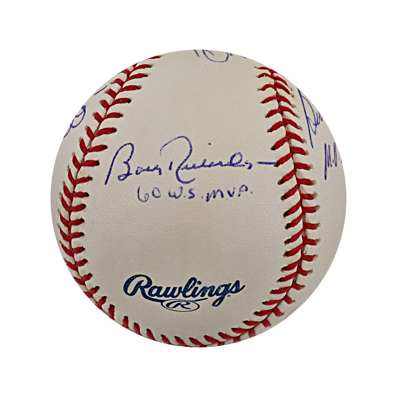 New York Yankees WS MVPs Dent, Turley, Richardson and Larsen Signed and Inscribed OMLB Ball (JSA)