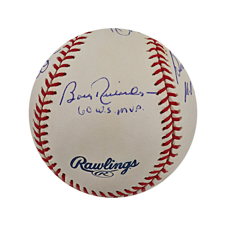 New York Yankees WS MVPs Dent, Turley, Richardson and Larsen Signed and Inscribed OMLB Ball (JSA)