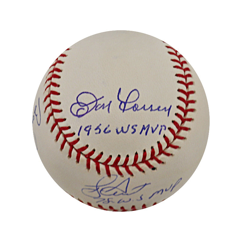 New York Yankees WS MVPs Dent, Turley, Richardson and Larsen Signed and Inscribed OMLB Ball (JSA)