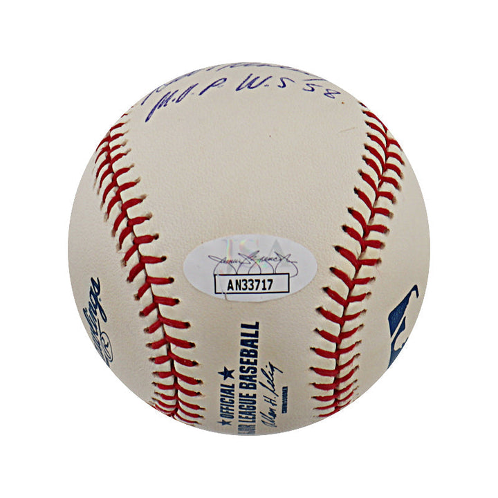 New York Yankees WS MVPs Dent, Turley, Richardson and Larsen Signed and Inscribed OMLB Ball (JSA)