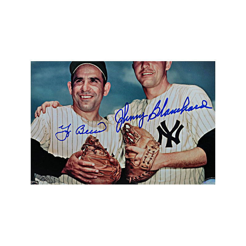 Yogi Berra & Johnny Blanchard Dual Signed 8X10 Coin Collage (JSA)