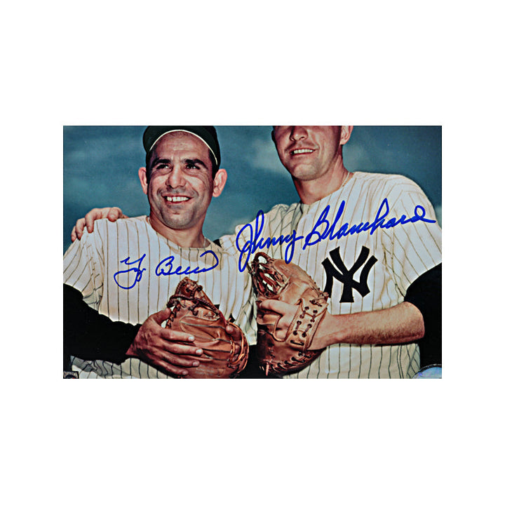 Yogi Berra & Johnny Blanchard Dual Signed 8X10 Coin Collage (JSA)