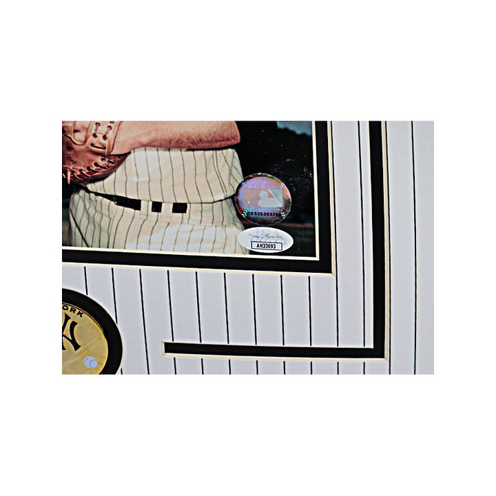Yogi Berra & Johnny Blanchard Dual Signed 8X10 Coin Collage (JSA)