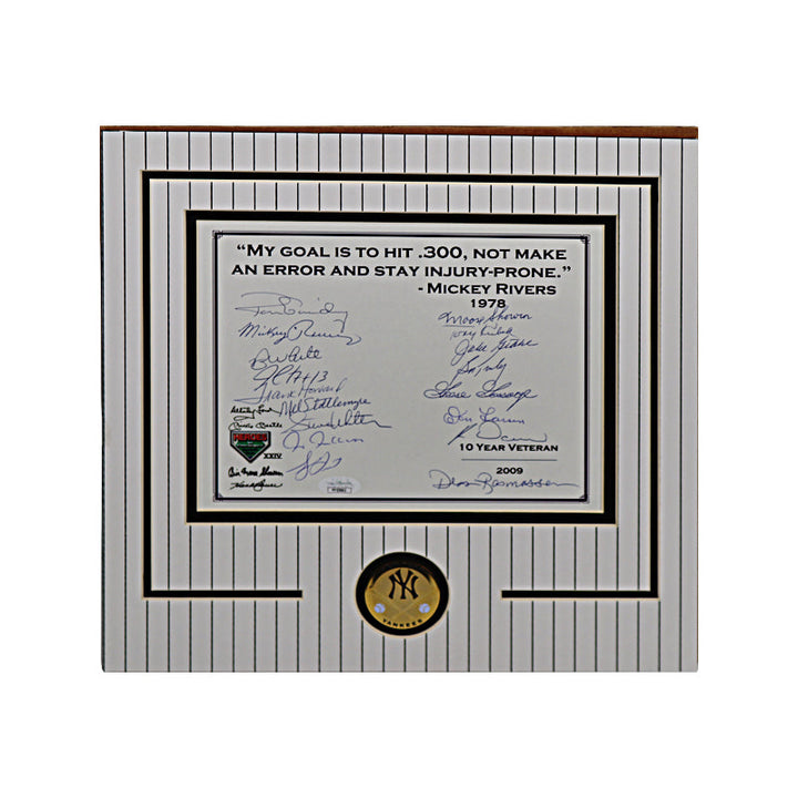 Guidry, Howard, Dent 17 Signatures My Goal is to Hit .300 New York Yankees Coin Collage (JSA LOA)