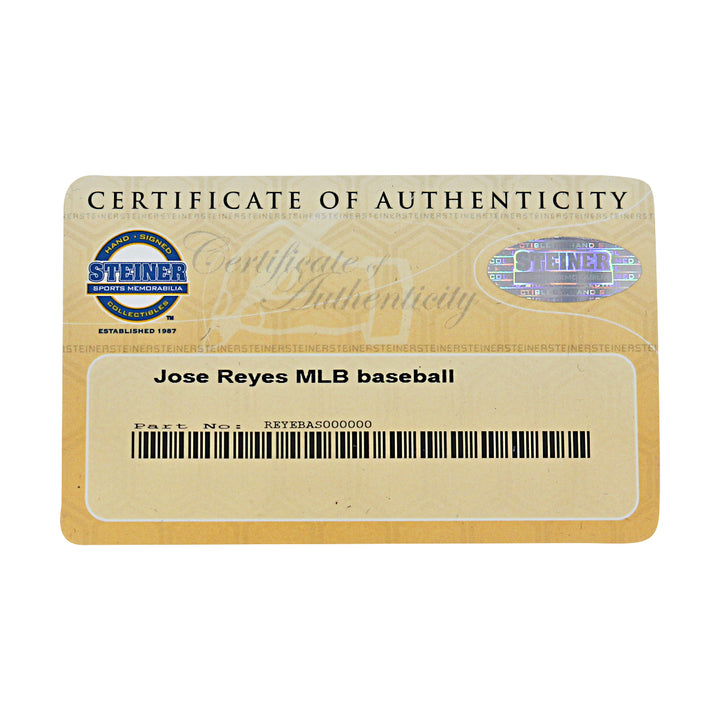 Jose Reyes New York Mets Autographed OMLB Baseball MLB / Steiner COA