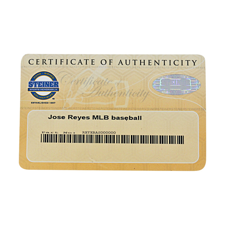 Jose Reyes New York Mets Autographed OMLB Baseball MLB / Steiner COA