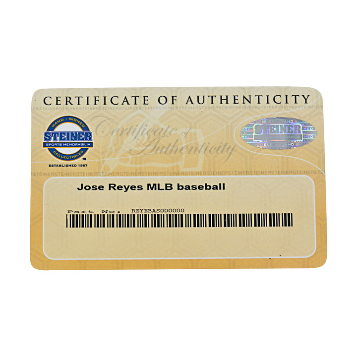 Jose Reyes New York Mets Autographed OMLB Baseball MLB / Steiner COA