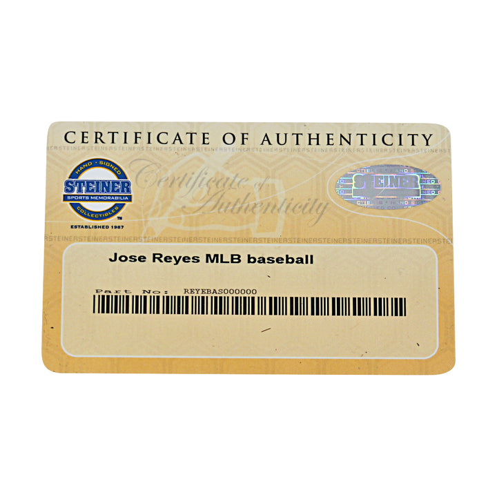 Jose Reyes New York Mets Autographed OMLB Baseball MLB / Steiner COA