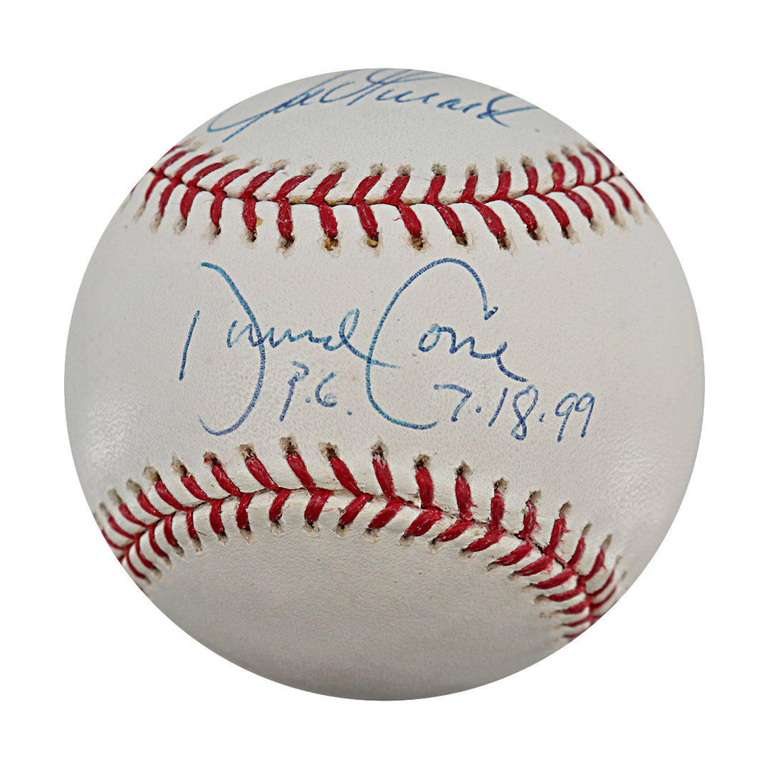 David Cone Joe Girardi Yankees Autographed Inscribed OMLB Baseball MLB / Steiner COA
