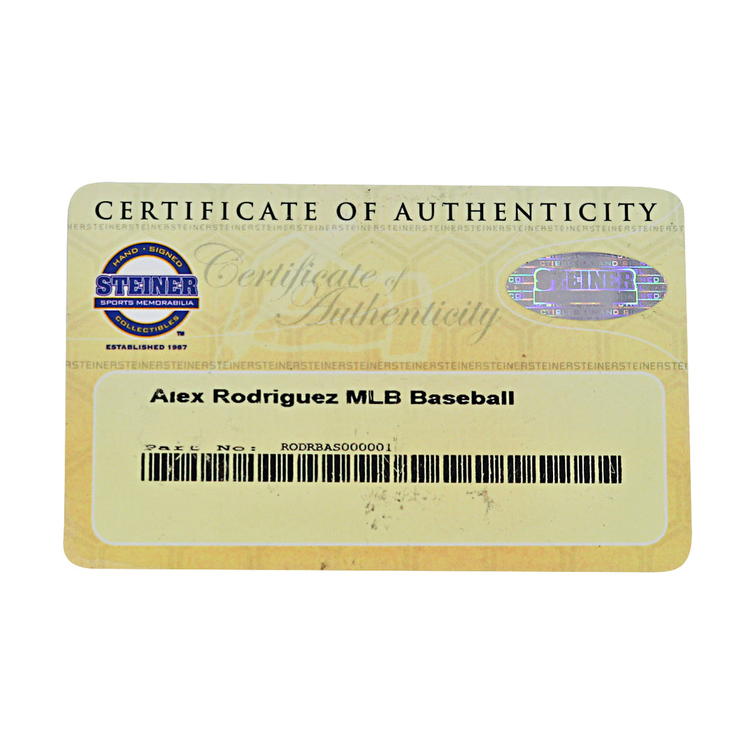 Alex Rodriguez Yankees Mariners Rangers Autographed OMLB Baseball Steiner COA
