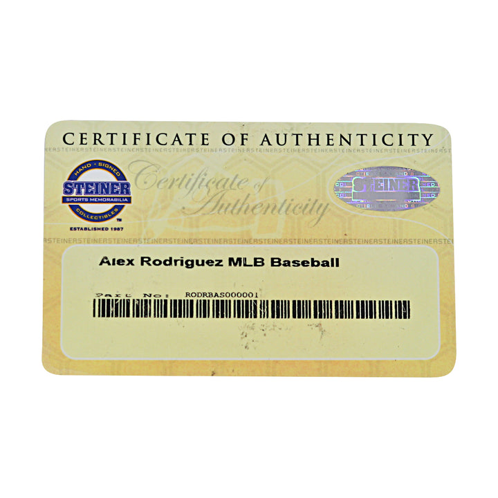 Alex Rodriguez Yankees Mariners Rangers Autographed OMLB Baseball Steiner COA