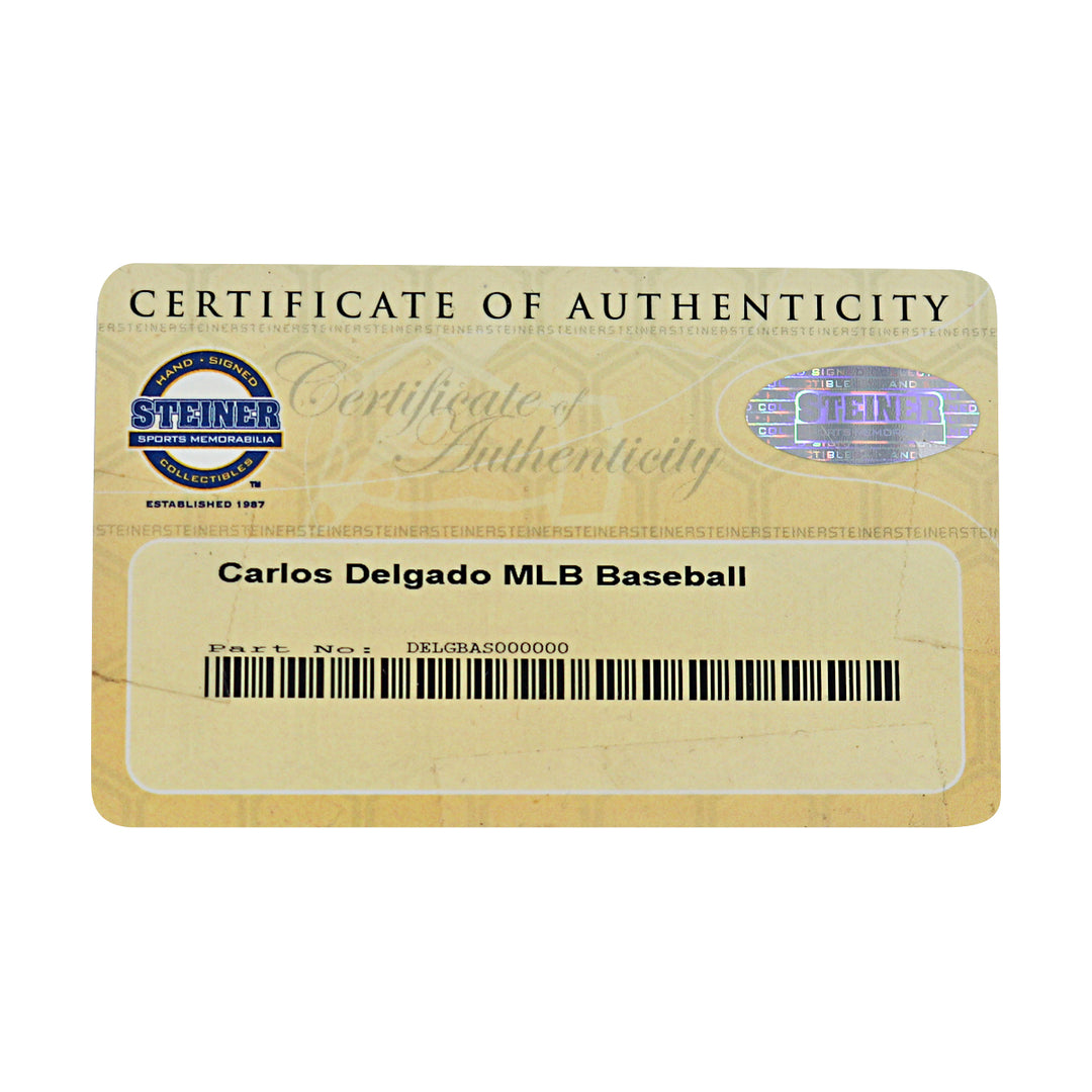 Carlos Delgado Blue Jays Mets Autographed OMLB Baseball Steiner COA