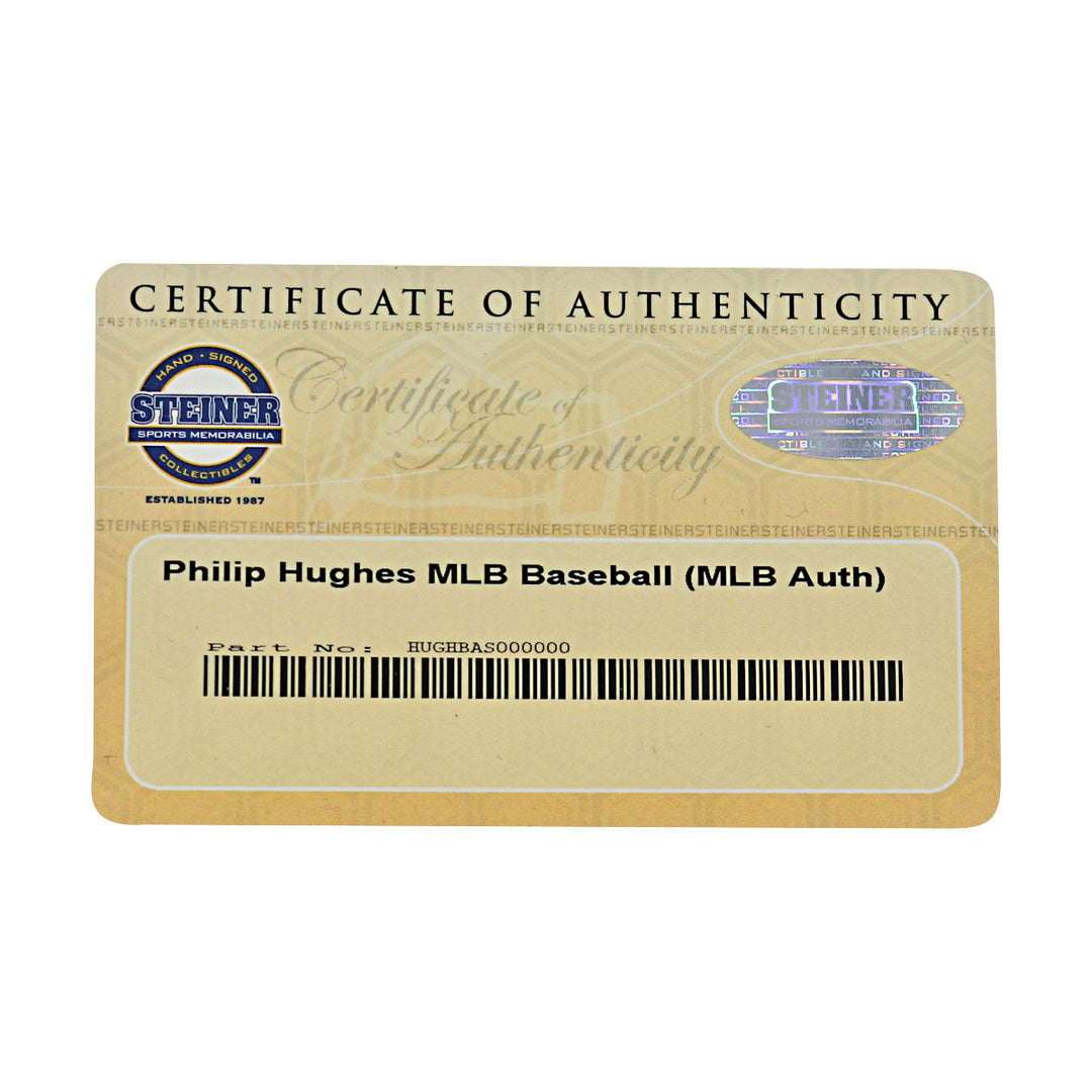 Phil Hughes New York Yankees Autographed OMLB Baseball MLB / Steiner COA