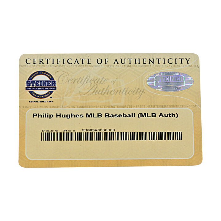 Phil Hughes New York Yankees Autographed OMLB Baseball MLB / Steiner COA