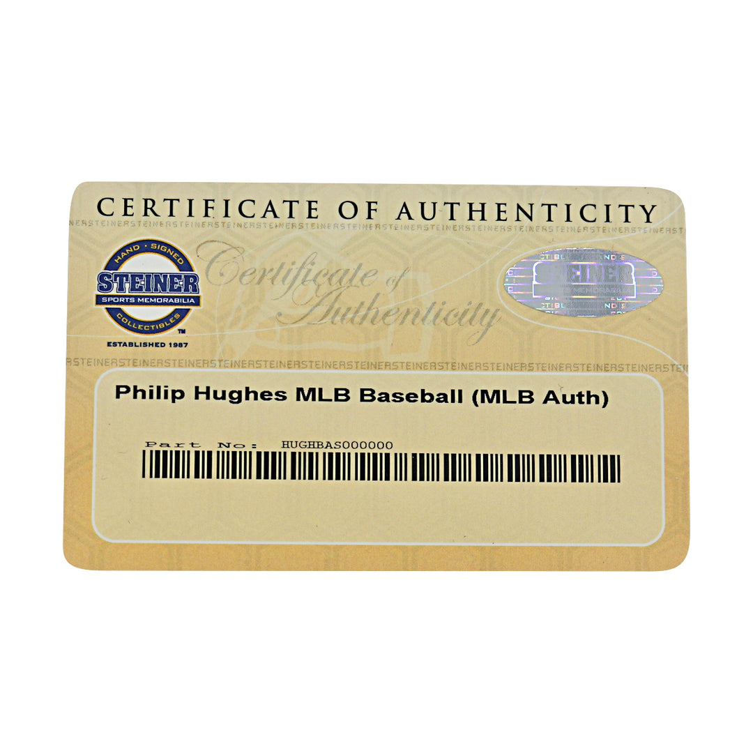 Phil Hughes New York Yankees Autographed OMLB Baseball MLB / Steiner COA