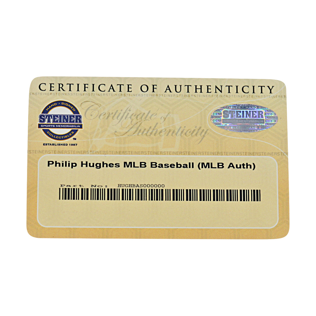 Phil Hughes New York Yankees Autographed OMLB Baseball MLB / Steiner COA