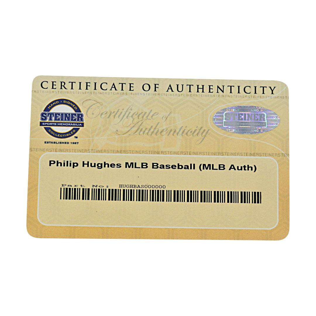 Phil Hughes New York Yankees Autographed OMLB Baseball MLB / Steiner COA