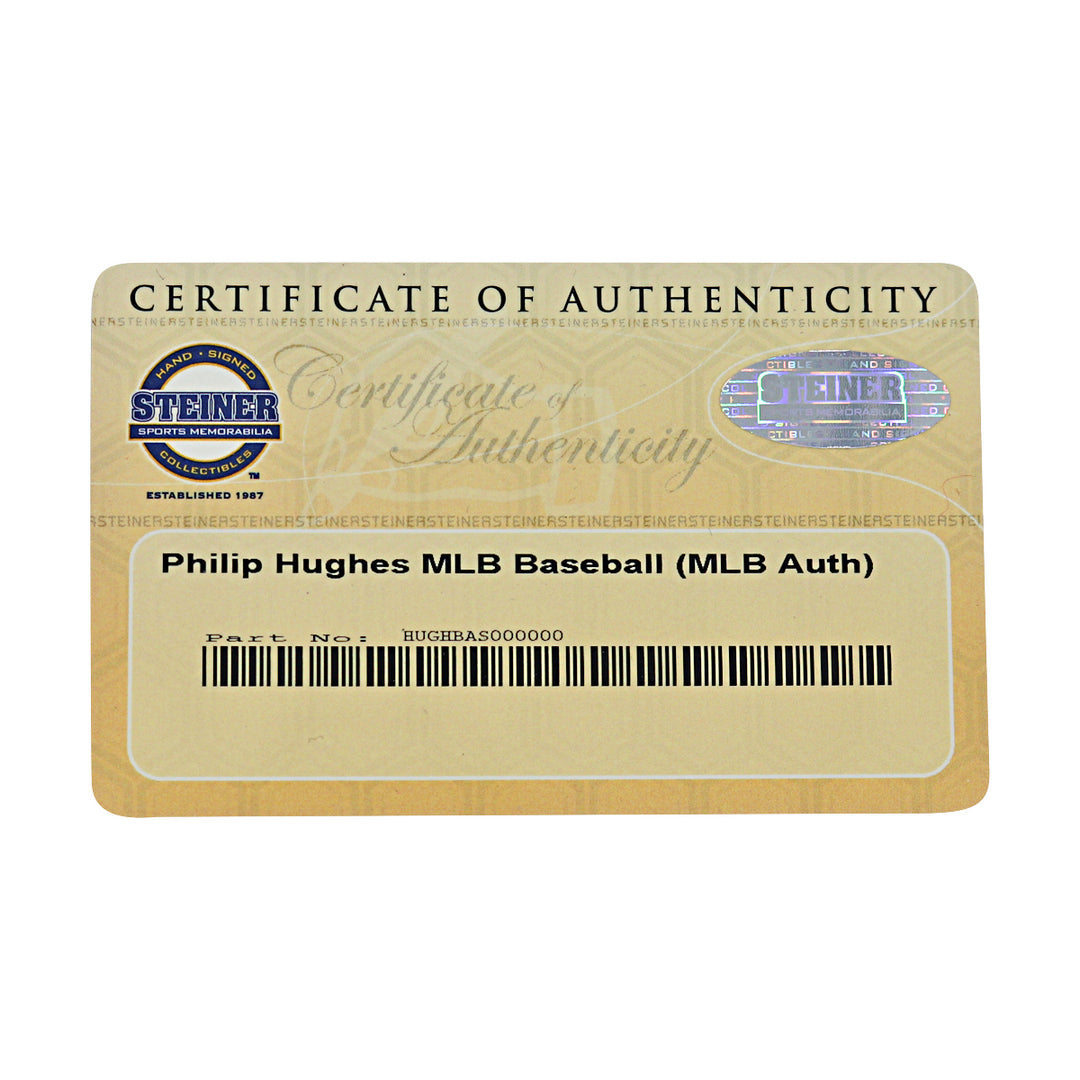 Phil Hughes New York Yankees Autographed OMLB Baseball MLB / Steiner COA