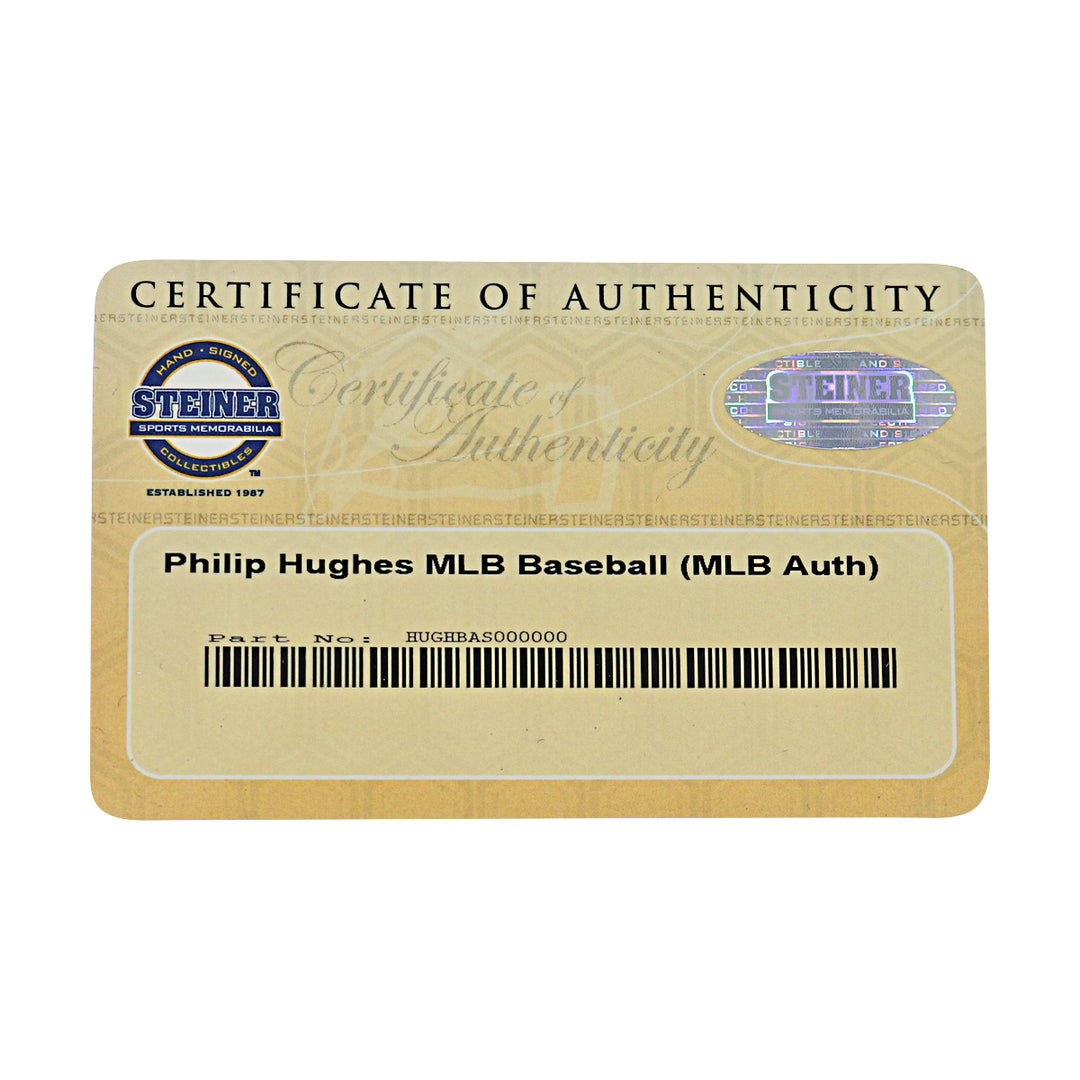 Phil Hughes New York Yankees Autographed OMLB Baseball MLB / Steiner COA