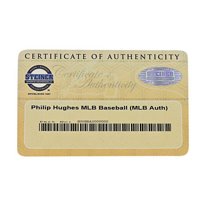 Phil Hughes New York Yankees Autographed OMLB Baseball MLB / Steiner COA