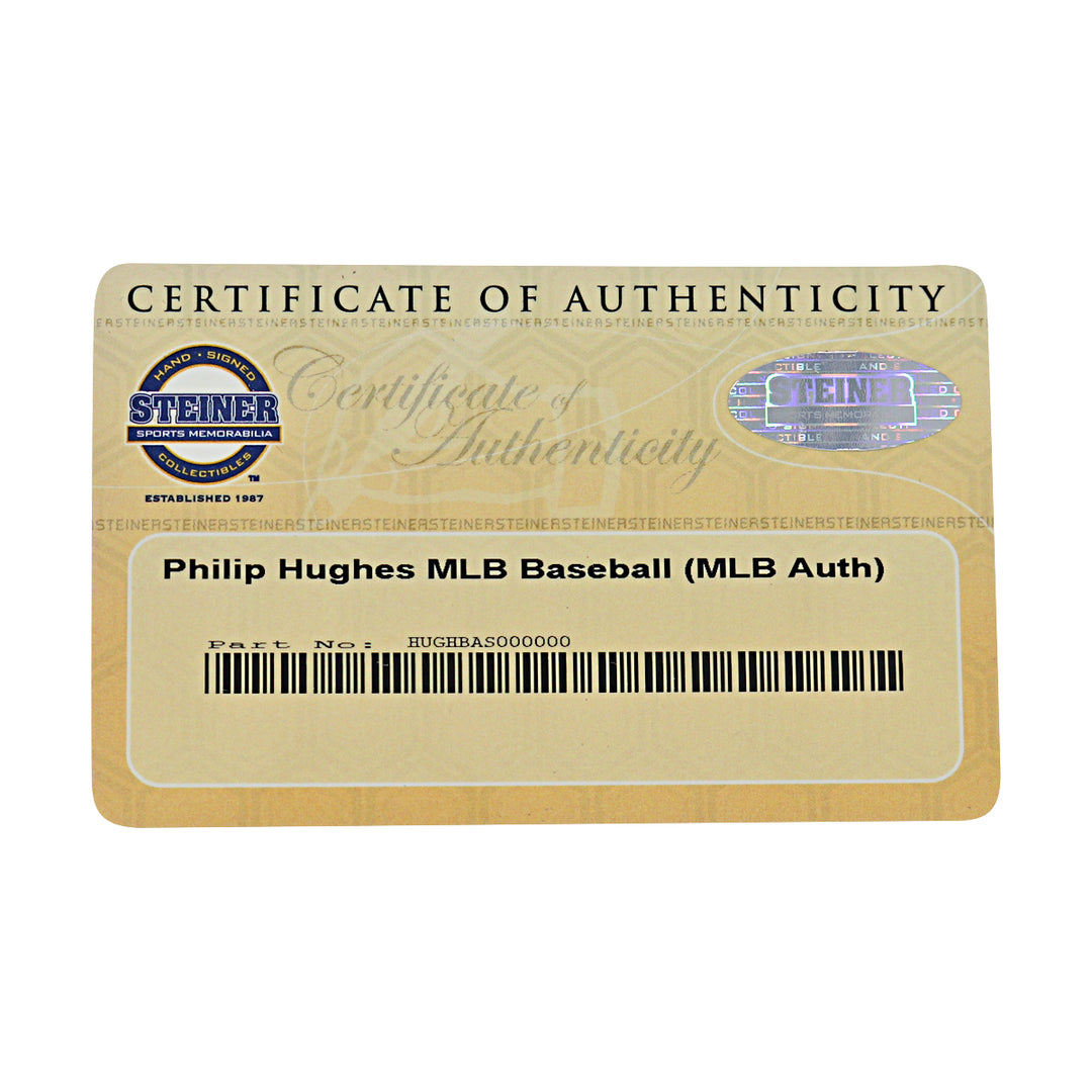 Phil Hughes New York Yankees Autographed OMLB Baseball MLB / Steiner COA