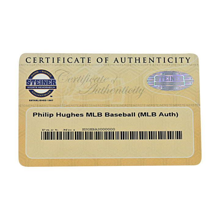 Phil Hughes New York Yankees Autographed OMLB Baseball MLB / Steiner COA