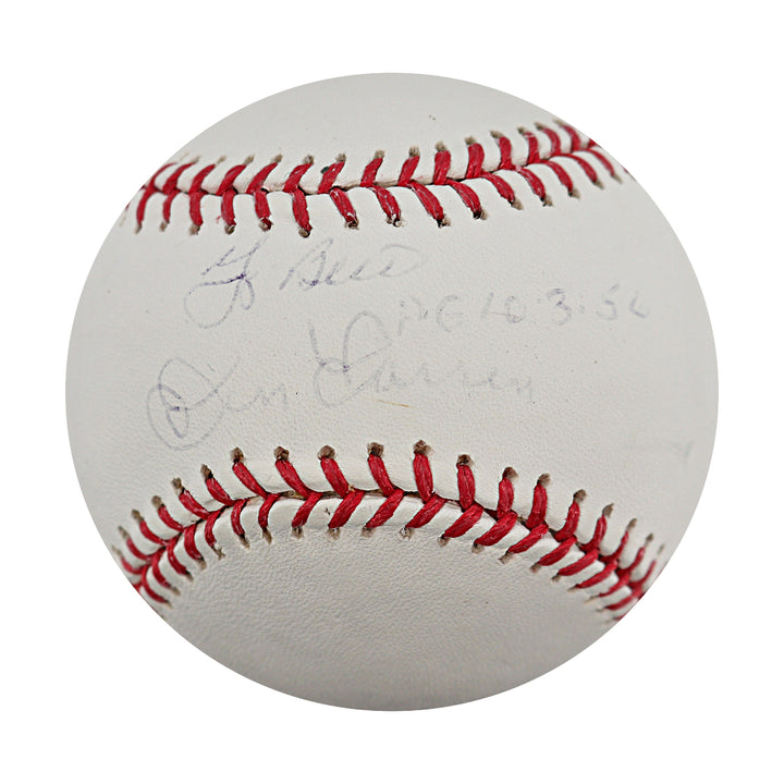 Yogi Berra Don Larsen New York Yankees Autographed Inscribed OMLB Baseball Steiner COA
