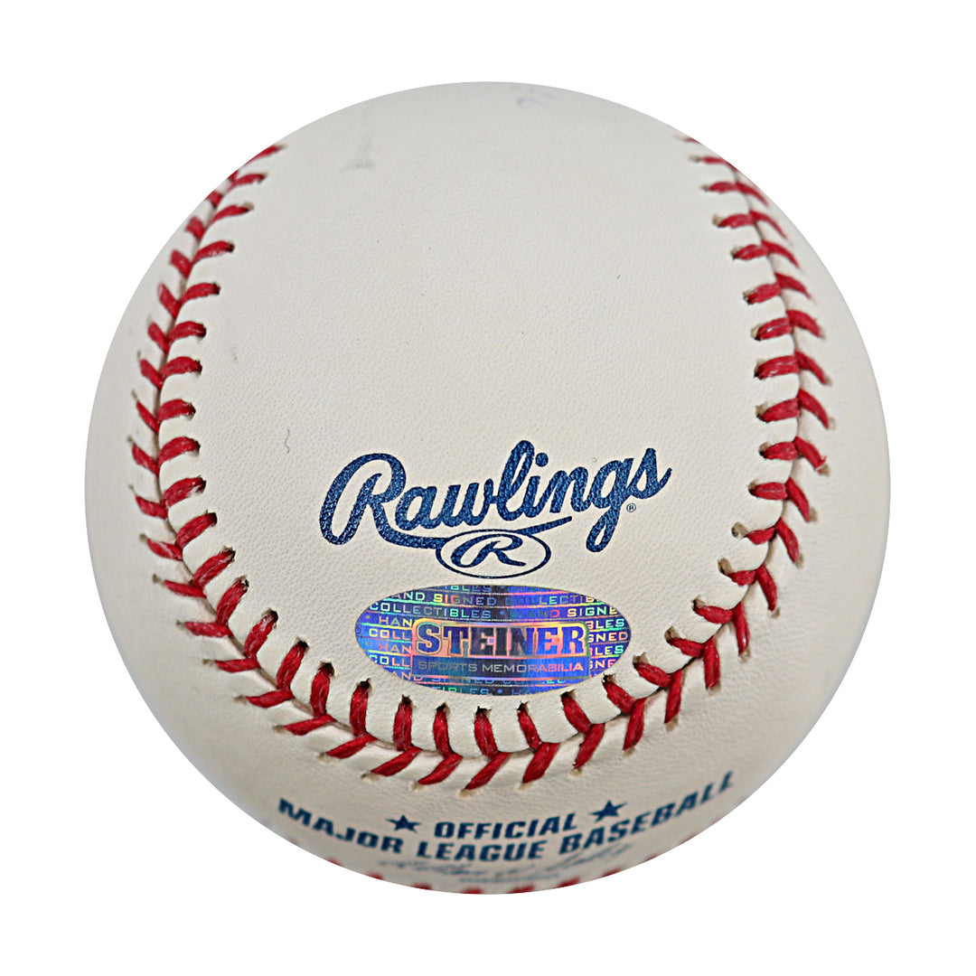 Yogi Berra Don Larsen New York Yankees Autographed Inscribed OMLB Baseball Steiner COA