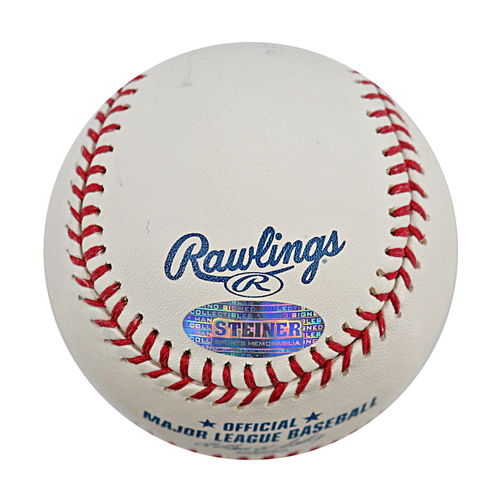 Yogi Berra Don Larsen New York Yankees Autographed Inscribed OMLB Baseball Steiner COA