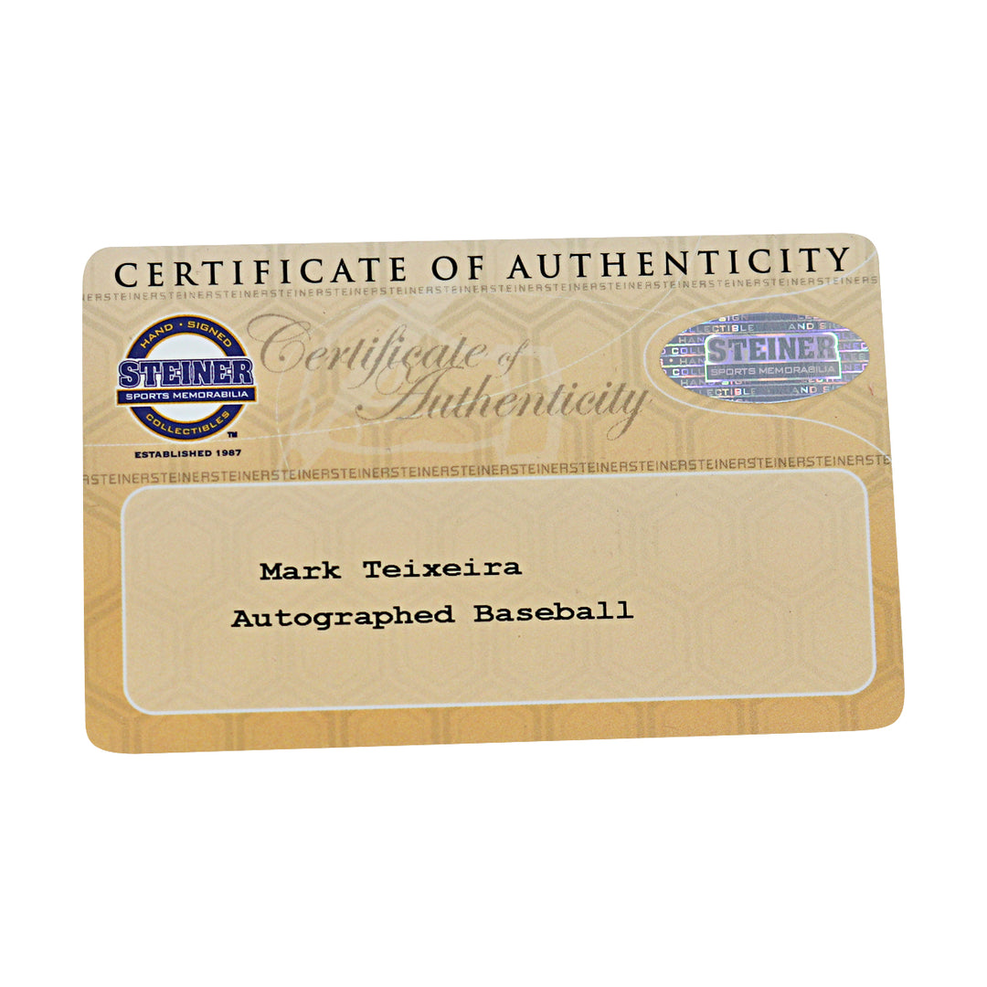 Mark Teixeira New York Yankees Autographed Steiner Sports Blue Lace Baseball Steiner COA